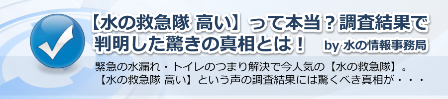 【水の救急隊 高い】って本当？調査結果で判明した驚きの真相とは？by水の情報事務局